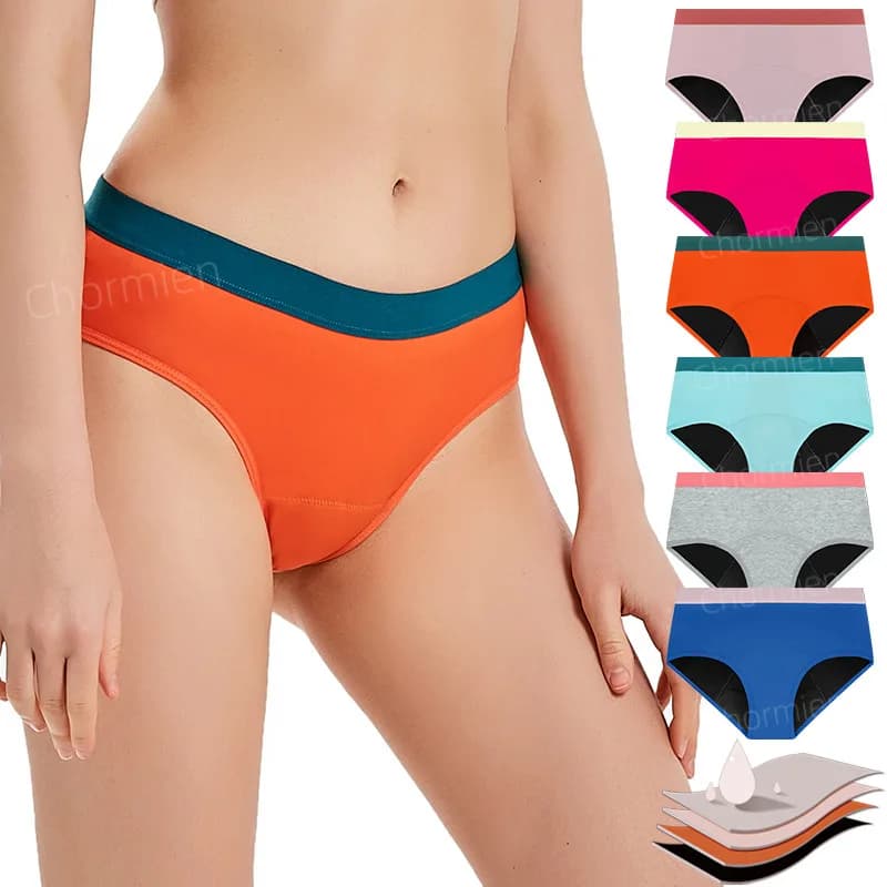 Teenage Front and Back Menstrual Leak-Proof Girls' Period Underwear Color-Block Pure Cotton Physiological Underwear